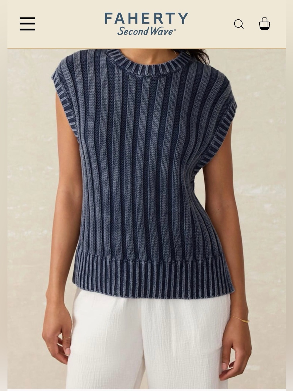 Faherty Sunwashed Sweater Vest Navy Blazer